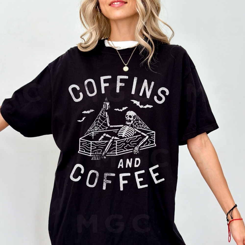 Comfort Colors Coffins and Coffee Shirt